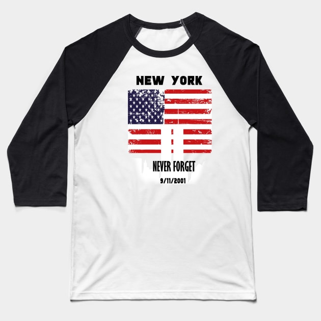 New York 9/11 Baseball T-Shirt by simonartist